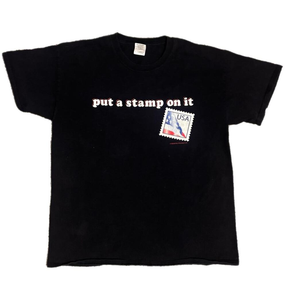 90s usa black 'put a stamp on it' tee (large)